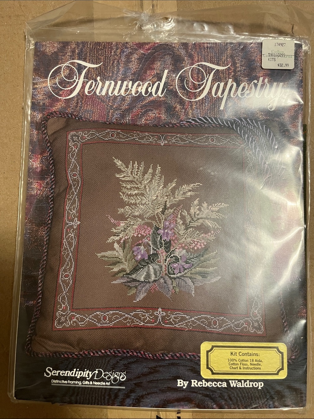 Fernwood Tapestry Floral Needlepoint Pillow Kit